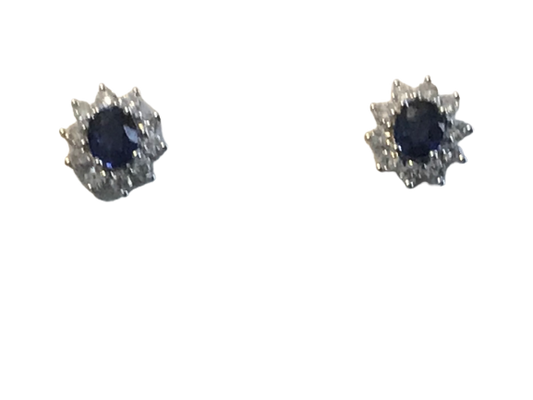 18ct White Gold Sapphire/diamond stud Earrings