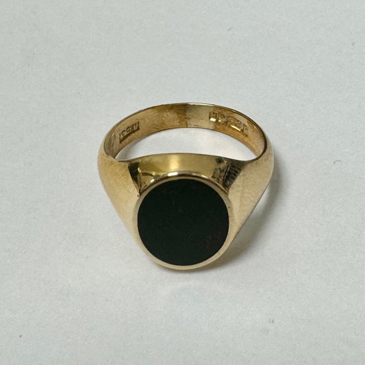 9ct Yellow Gold Blood stone Set Signet ring  - Pre-Loved Ref PLR54