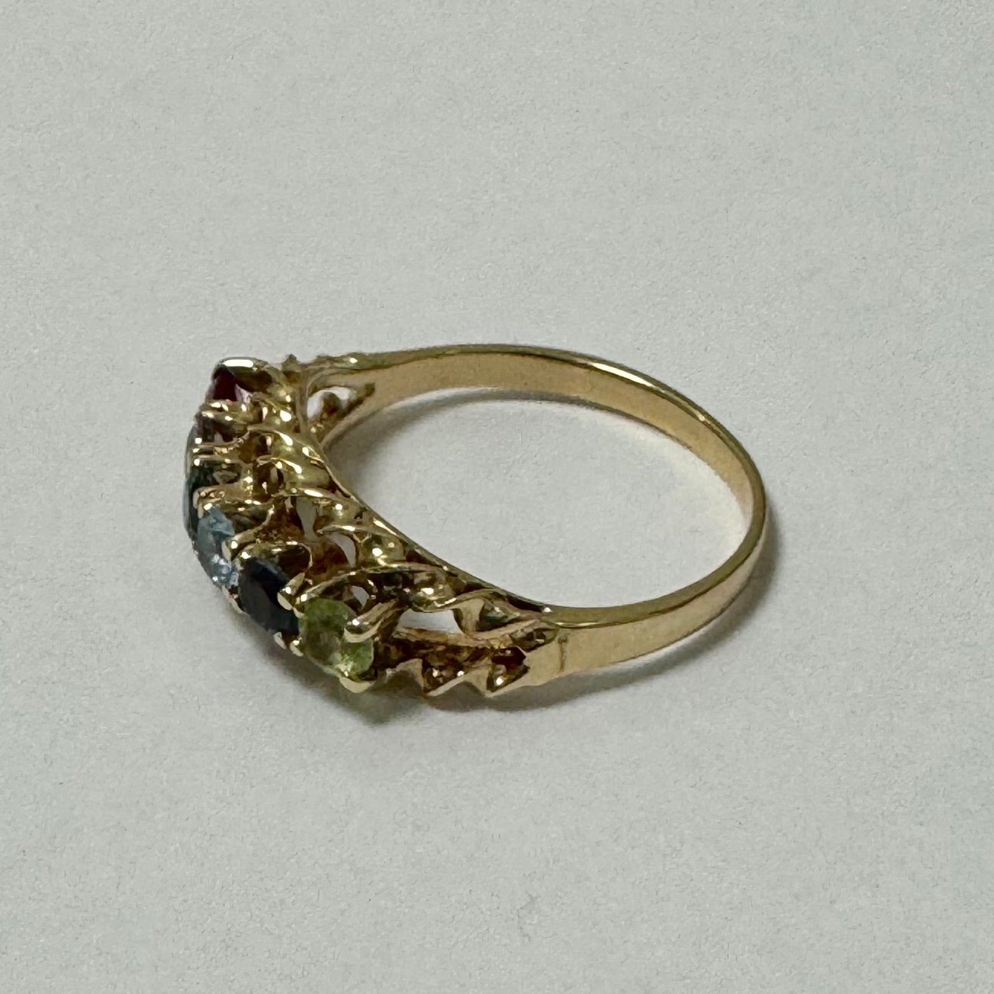 10ct Yellow Gold 6 Multi-Coloured Stones Set Ring  - Pre Loved Ref PLR106