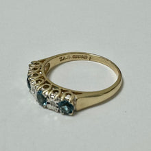 Load image into Gallery viewer, 9ct Yellow Gold Blue Topaz and Diamonds Set Ring Pre-Loved Ref PLR92
