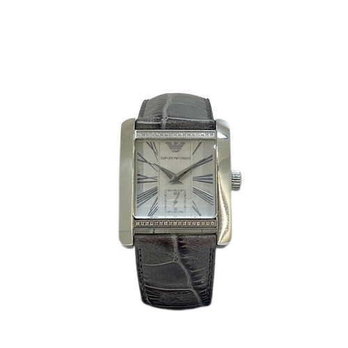 Armani AR3163 Ladies Diamond set Bezel S/S on leather strap