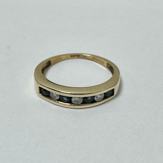 9ct Yellow Gold Sapphires and Diamonds Eternity Ring Pre-Loved