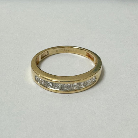 14ct Yellow Gold Princess Cut Diamond Eternity Ring Pre-Loved Ref PLR09