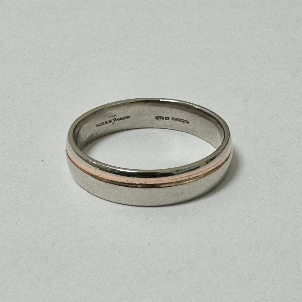 Platinum and 9ct Rose Gold Two-Tone Wedding Ring - Pre-Loved Ref PLR111