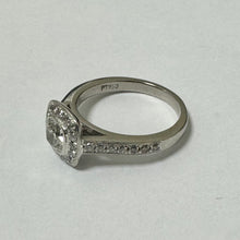 Load image into Gallery viewer, Platinum &amp; Square Diamond Halo Ring With Diamonds on the Shoulders  - Pre-Loved Ref PLR114
