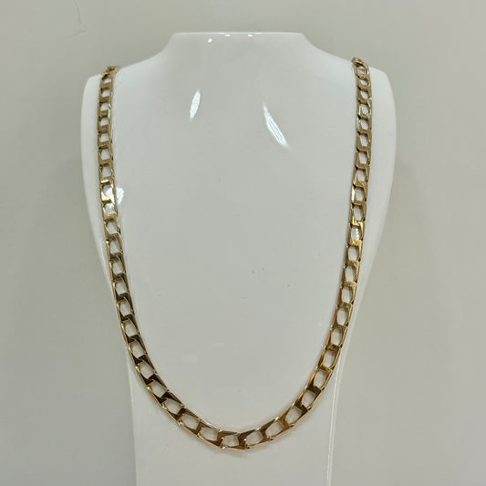 9ct Yellow Gold Square Curb Chain Necklace Pre Loved