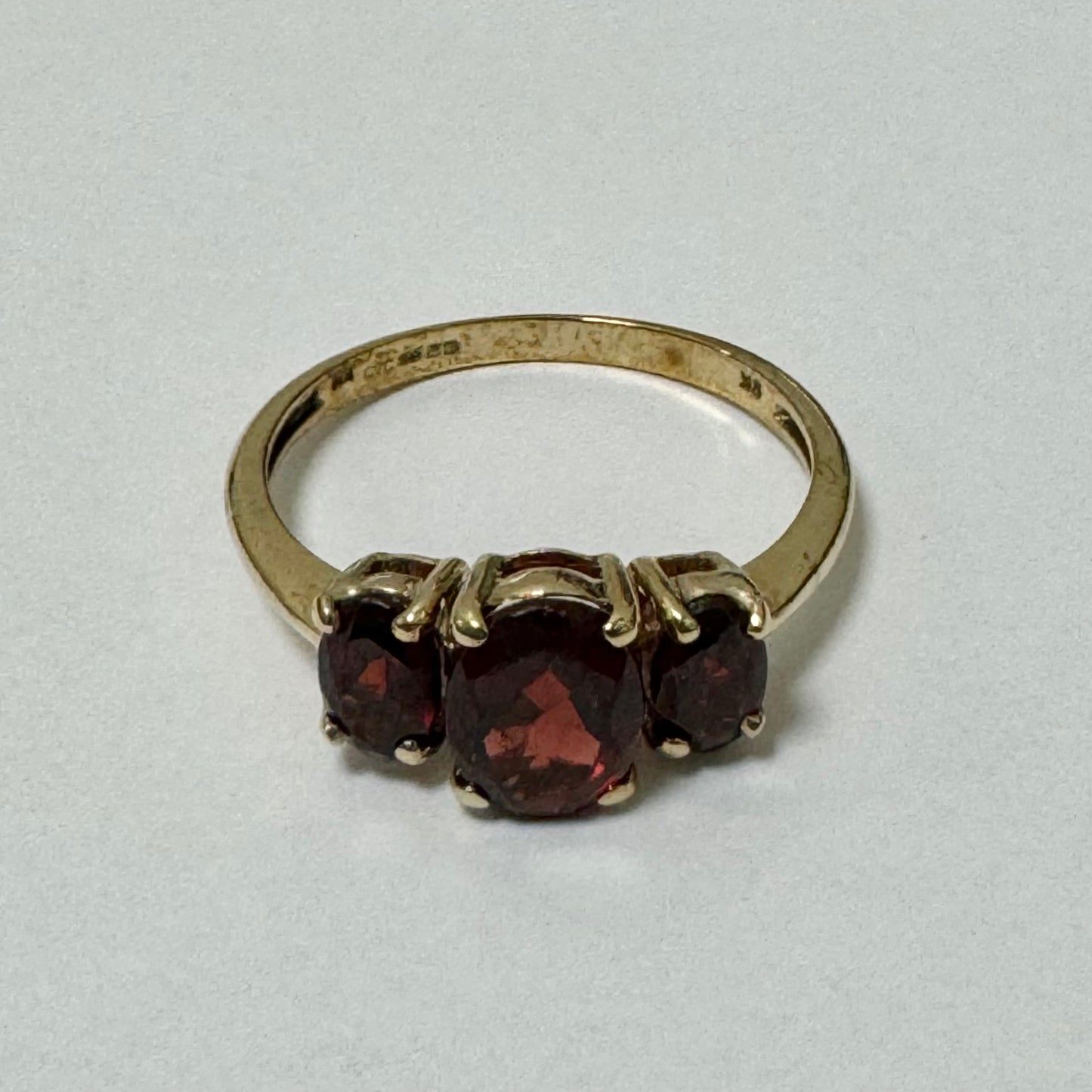 9ct Gold Trilogy Garnet Ring