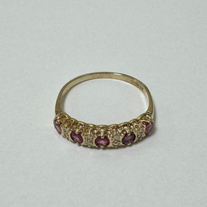 9ct Yellow Gold Ruby & Diamond Eternity Style Ring Pre-Loved Ref PLR40