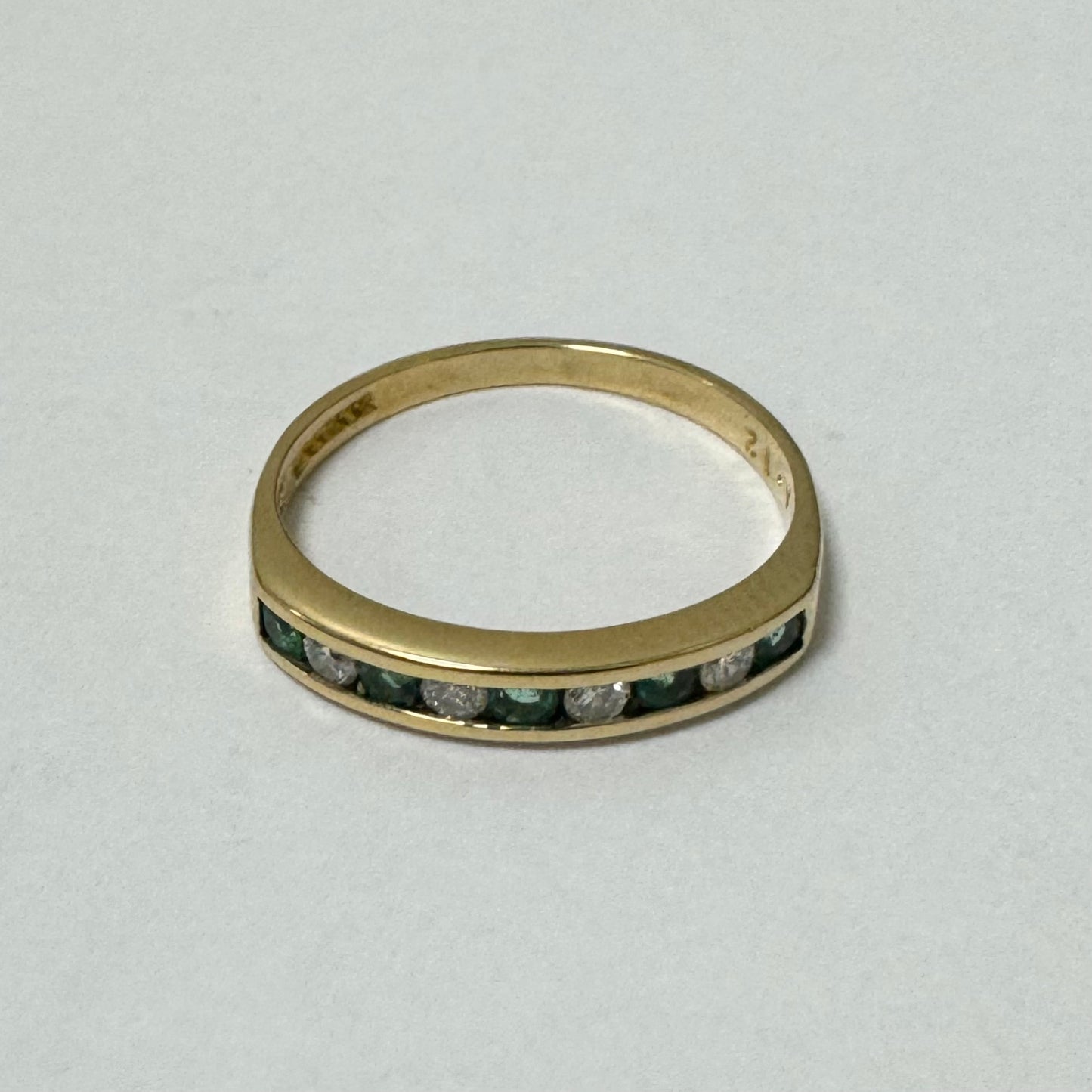 18ct Yellow Gold Emeralds and Diamonds Eternity Ring Pre-Loved