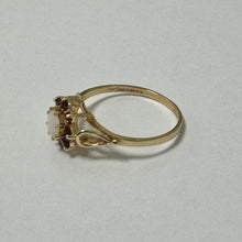 Load image into Gallery viewer, 9ct Yellow Gold Ruby and Opal Cluster Ring - Pre Loved Ref PLR107
