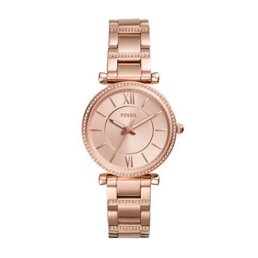 ES4301 FOSSIL Carlie Rose-Gold-Tone Stainless Steel Watch