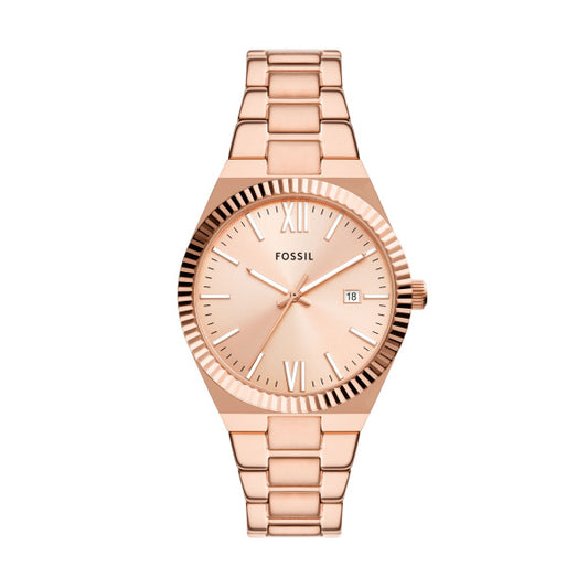 ES5258 FOSSIL Scarlette Three-Hand Date Rose Gold-Tone Stainless Steel Watch