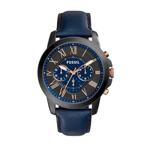 FS5061 FOSSIL -Grant Chronograph Navy Leather Watch