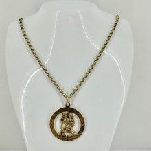 Load image into Gallery viewer, 9ct Yellow Gold Cut Out Round St Christopher Pendant and Chain Pre Loved
