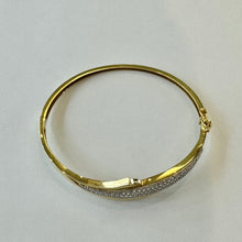 Load image into Gallery viewer, 18ct Yellow Gold Pave CZ Set Hinged Bangle Pre Loved
