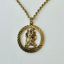 Load image into Gallery viewer, 9ct Yellow Gold Cut Out Round St Christopher Pendant and Chain Pre Loved
