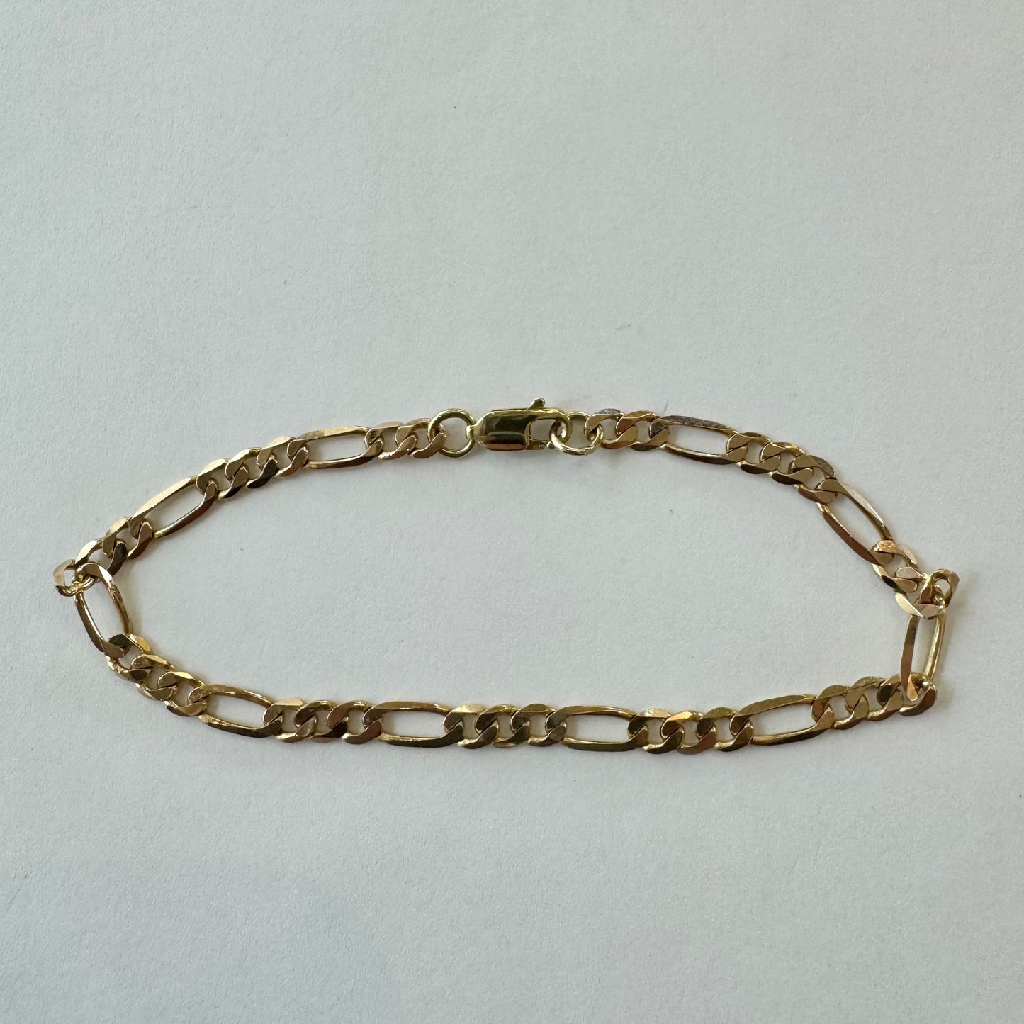 9ct Yellow Gold Figaro Link Bracelet Pre Loved