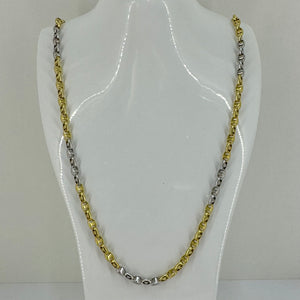 PLN9 14ct Two Tone Yellow/White Gold Zipper Link Necklace Pre Loved