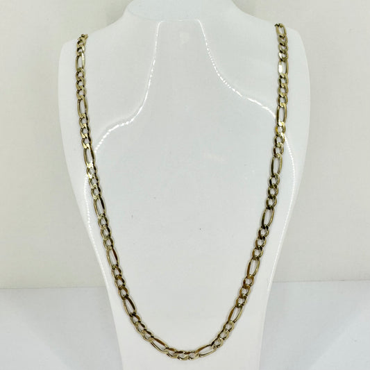 PLN4 9ct Yellow Gold Figaro Chain Necklace Pre Loved