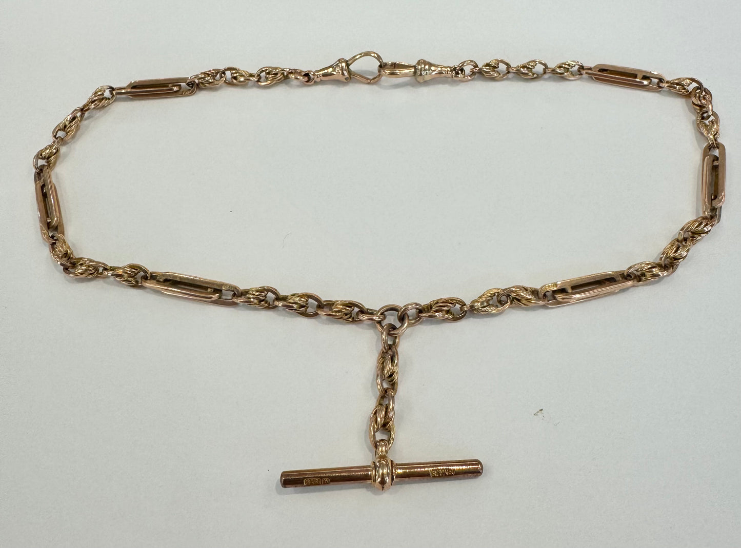 9ct Rose Gold Fancy Link Fob Chain Pre Loved