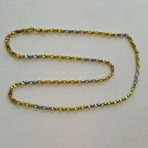 PLN9 14ct Two Tone Yellow/White Gold Zipper Link Necklace Pre Loved