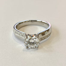 Load image into Gallery viewer, 18ct White Gold Lab Grown 1.40ct Round Brilliant Cut Diamond Ring With Diamond Set Shoulders
