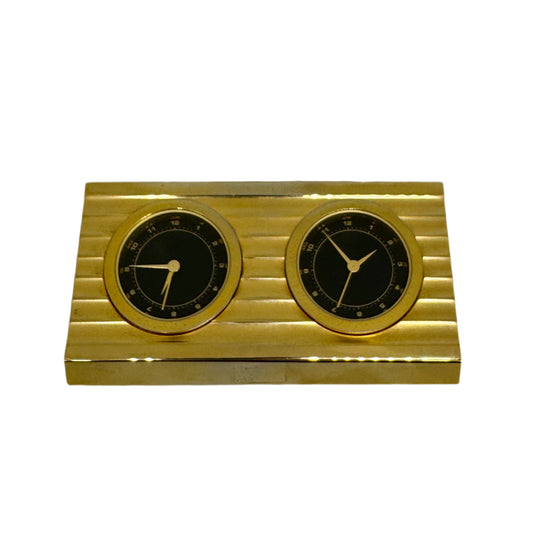 IMP 407  Gold coloured Duo wedge shaped clock