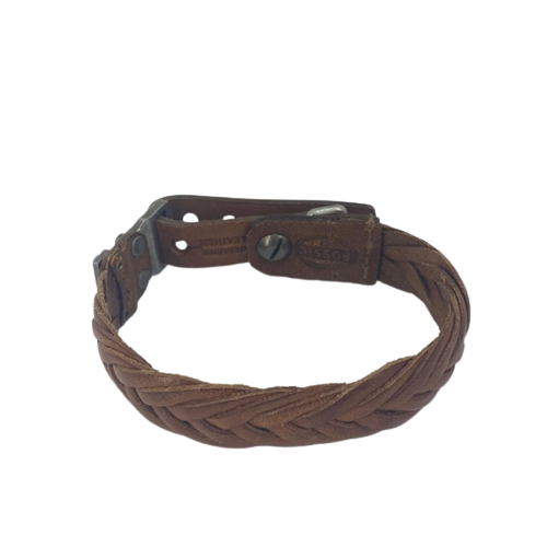 JA6120797 Fossil Gents Brown Leather plaited bracelet