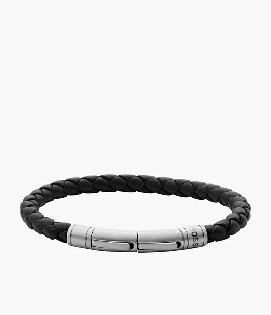 JF04089040 FOSSIL Brown Plaited Leather Bracelet