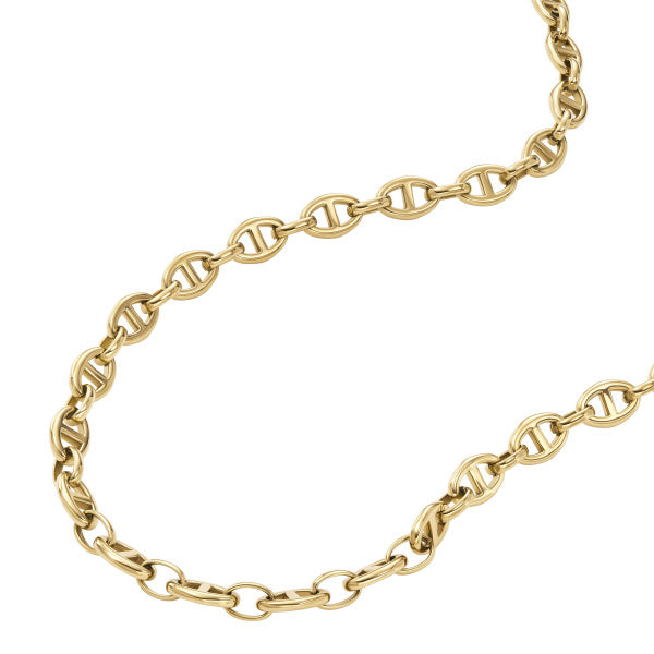 JF04521710 FOSSIL Heritage D-Link Gold-Tone Stainless Steel Anchor Chain Necklace