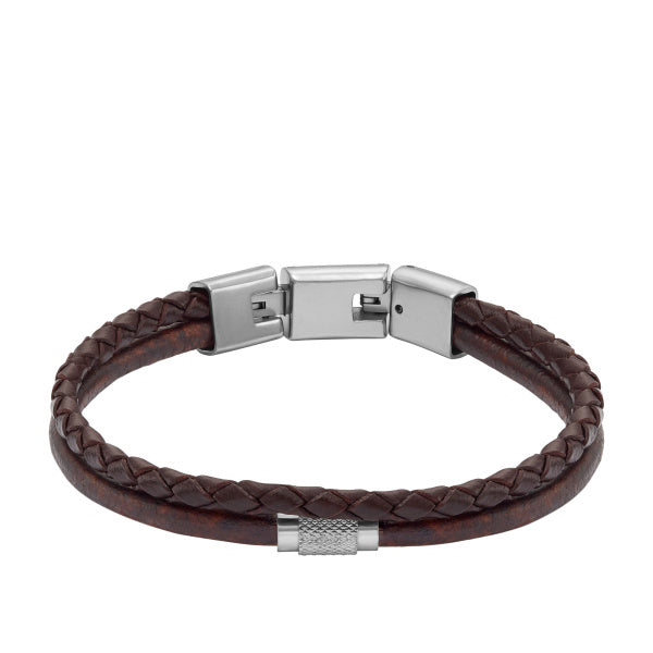 JF04702040 FOSSIL Brown Leather Double Bracelet