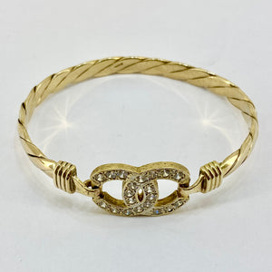 9ct Yellow Gold Stone Set Bangle Pre Loved