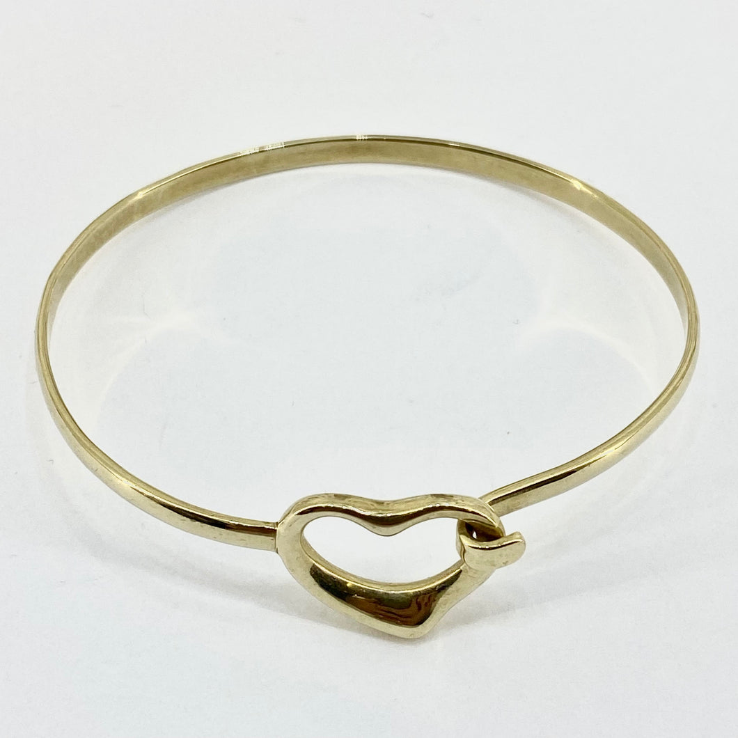 9ct Yellow Gold Heart Bangle Pre Loved