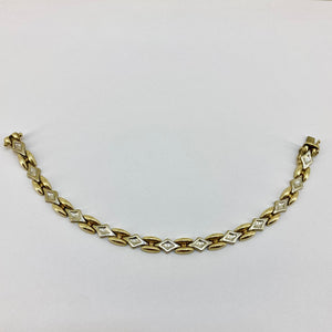 9ct Gold 2 Tone Fancy Link Bracelet Pre Loved