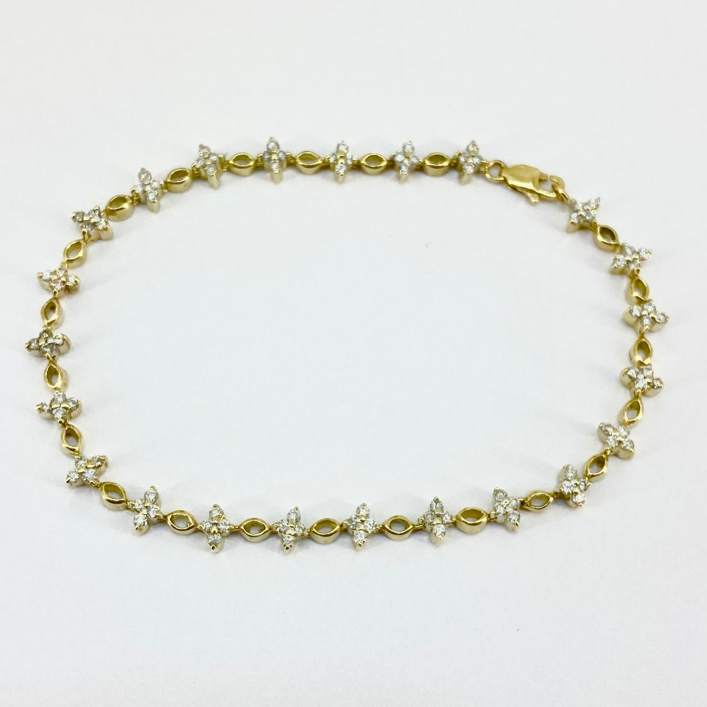 9ct Yellow Gold Stone Set Tennis Bracelet Pre Loved