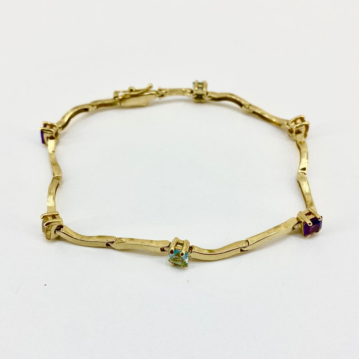 18ct Yellow Gold Multi-Coloured Stone Set Bracelet Pre Loved