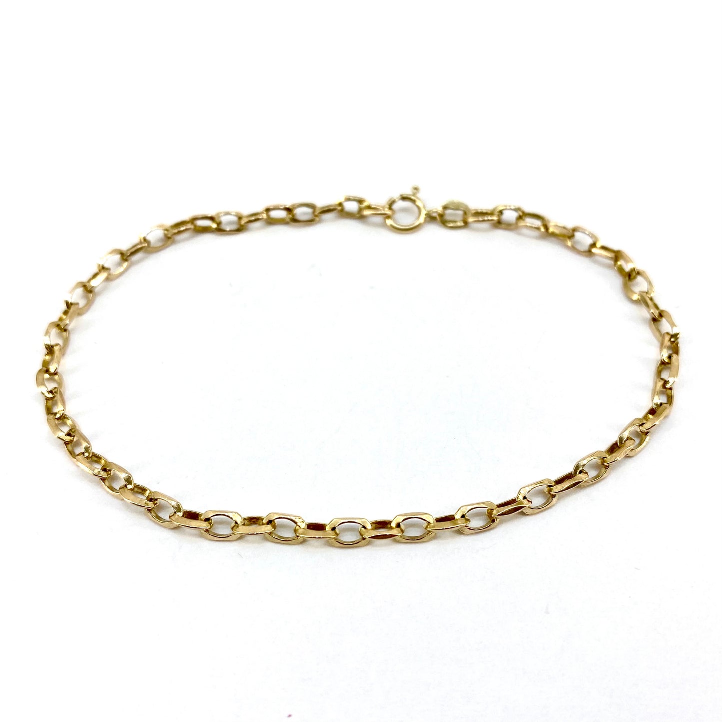 9ct Yellow Gold Faceted Belcher Link Bracelet Pre Loved