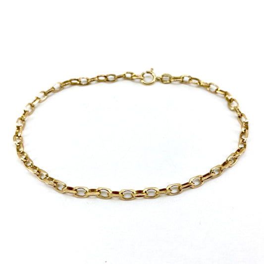 9ct Yellow Gold Faceted Belcher Link Bracelet Pre Loved