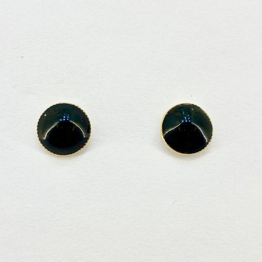 9ct Yellow Gold Black Onyx Set Stud Earrings Pre Loved