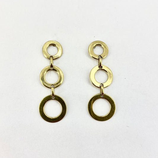 9ct Yellow Gold Dangle Drop Earrings With Circular Links Pre Loved Ref PLE26