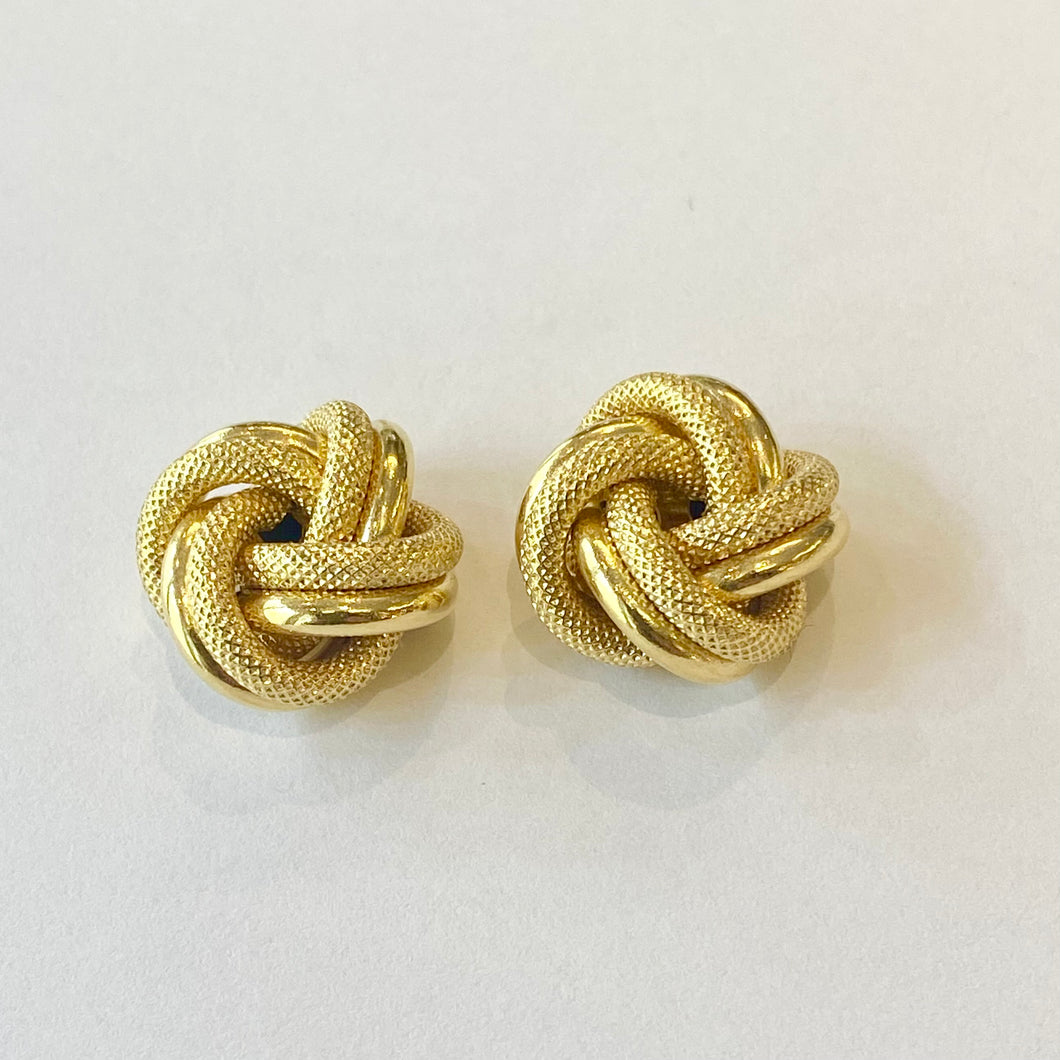 18ct Yellow Gold Knot Stud Earrings Pre-Loved Ref PLE29