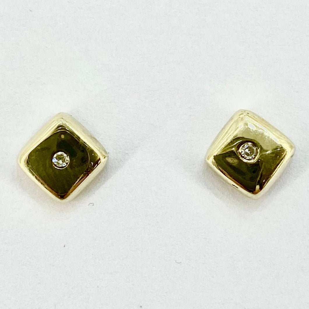 10ct Yellow Gold Diamond Set Stud Earrings Pre-Loved Ref PLE44