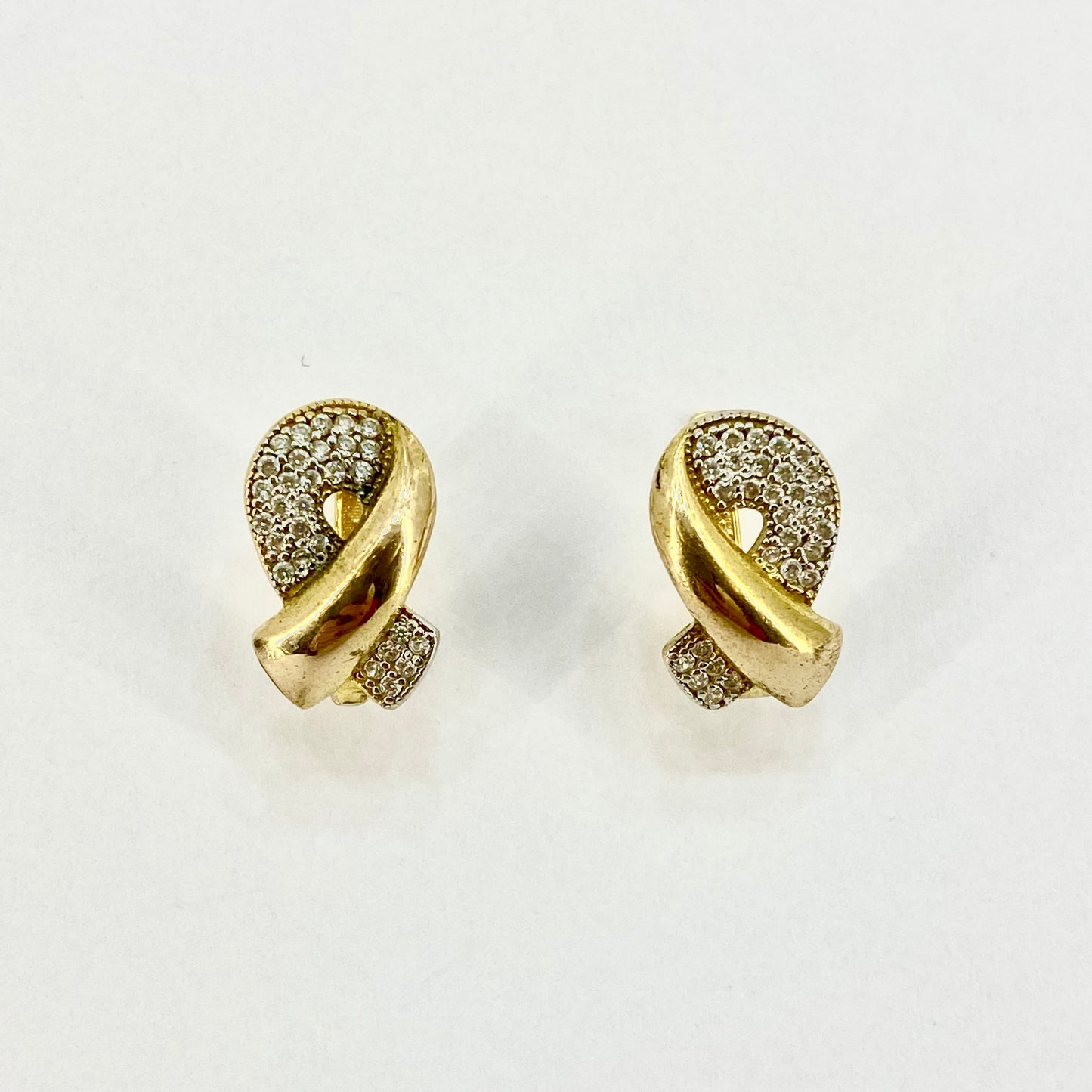 21ct Yellow Gold Pave CZ Set Earrings Pre Loved