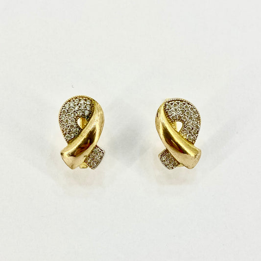 21ct Yellow Gold Pave CZ Set Earrings Pre Loved