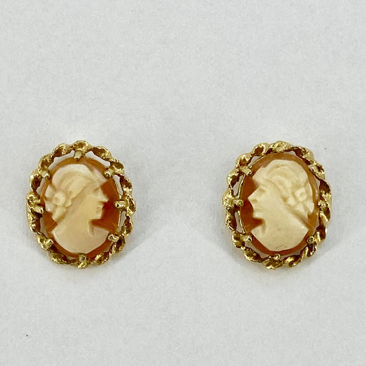 9ct Yellow Cameo Stud Earrings Pre Loved