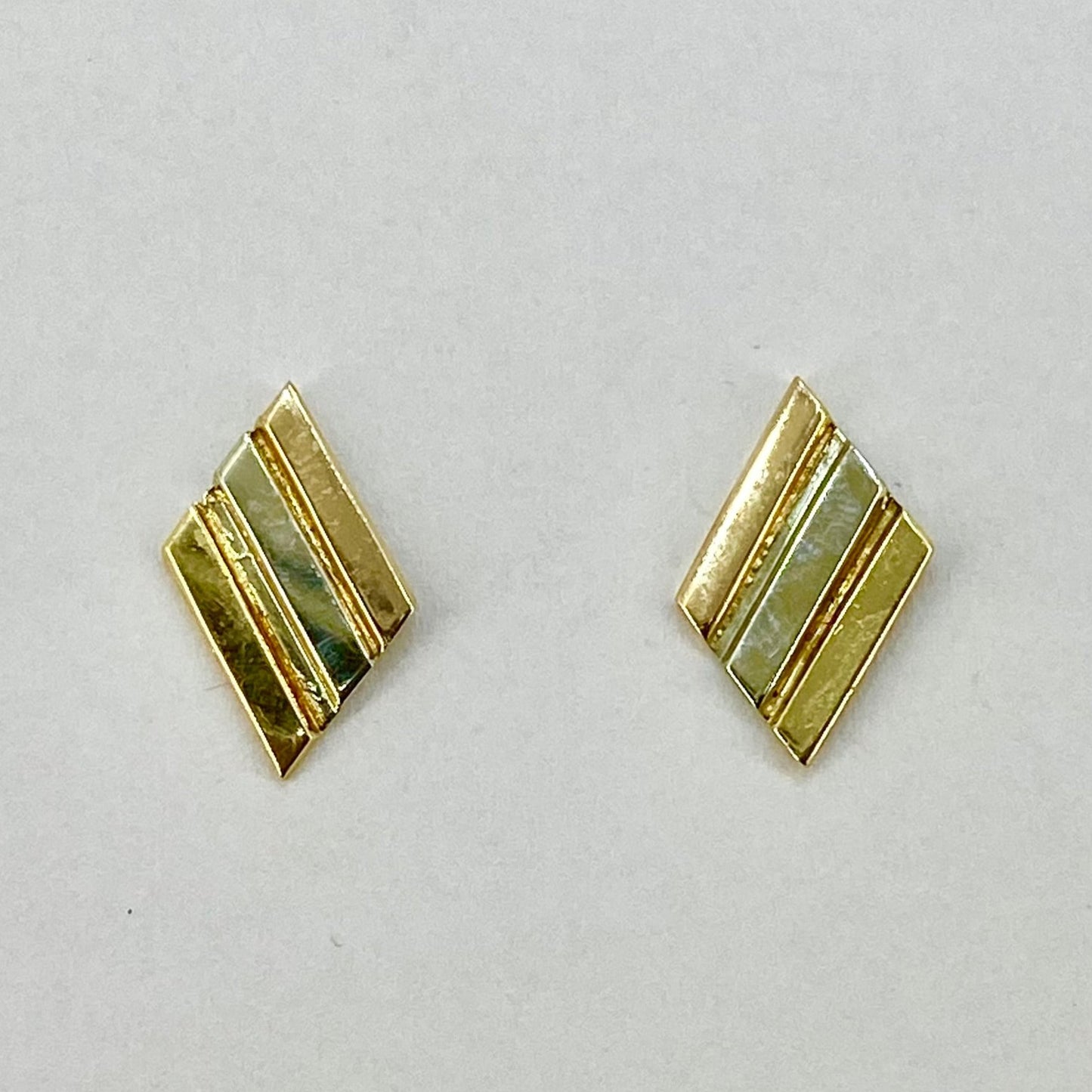 18ct Gold 3 Stone Set Stud Earrings Pre Loved