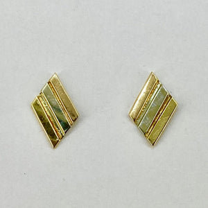 18ct Gold 3 Stone Set Stud Earrings Pre Loved