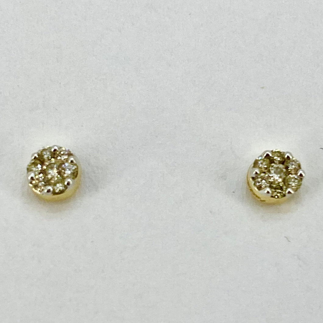 18ct Yellow Gold Diamond Set Stud Earrings Pre Loved