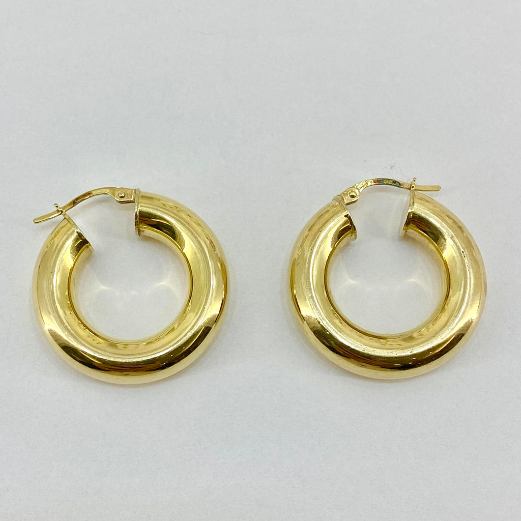 9ct Yellow Gold Large Hoop Earrings Pre Loved