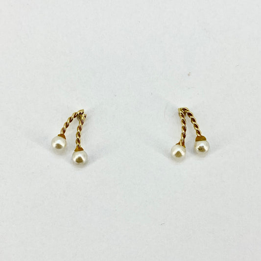 9ct Yellow Gold Pearls Stud Earrings Pre-Loved